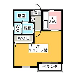 彌代乃郷 1Kの間取図画像