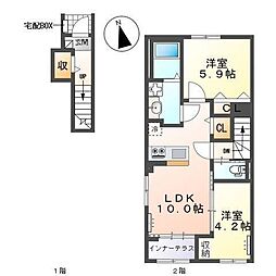 フェリーチェ瀬戸 2LDKの間取図画像