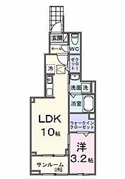 ヴィラ グレイスA 1LDKの間取図画像