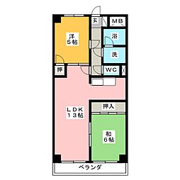 クレスト三郷 2LDKの間取図画像