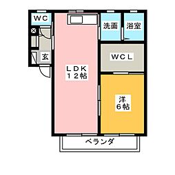 シェソワこせとB 1LDKの間取図画像