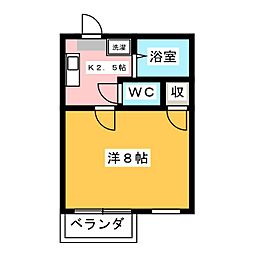 SweetTerrace 1Kの間取図画像
