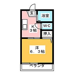 Stハイムテォドール2 1Kの間取図画像