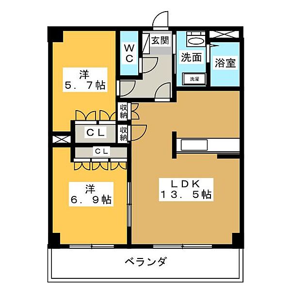 フィールドフォックス2 ｜愛知県日進市藤塚２丁目(賃貸マンション2LDK・2階・59.40㎡)の写真 その2