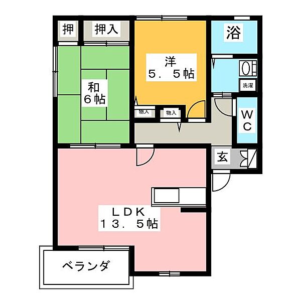 ヴェルドミール　Ｄ棟 ｜愛知県日進市岩崎台３丁目(賃貸アパート2LDK・1階・58.00㎡)の写真 その2