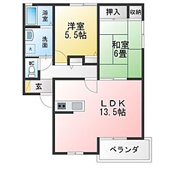 ヴェルドミールB 2LDKの間取図画像