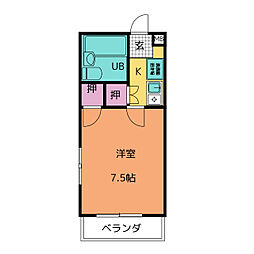 ピュアササキ 1Kの間取図画像