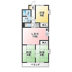 ボーネン赤池 3LDKの間取図画像
