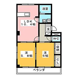 ハイツ株山2 2LDKの間取図画像