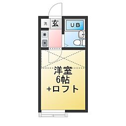 コスモ21三好 1Kの間取図画像