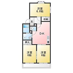 ハイツ株山 3DKの間取図画像