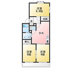 ハイツ株山 3DKの間取図画像