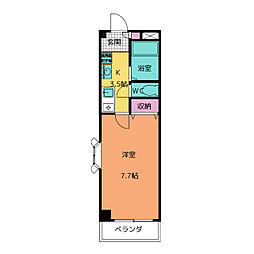 クレアール雅 1Kの間取図画像
