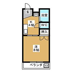 ホワイトピア岩崎 1Kの間取図画像