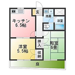 ビューテラス白鳥 2DKの間取図画像