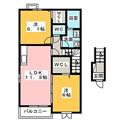 フローラルガーデン 2LDKの間取図画像