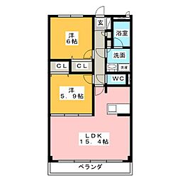 アーバンポイント三好2 2LDKの間取図画像