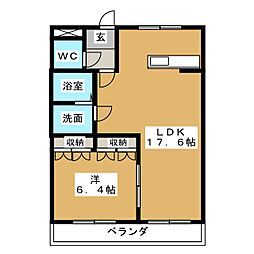 クラージュ 1LDKの間取図画像