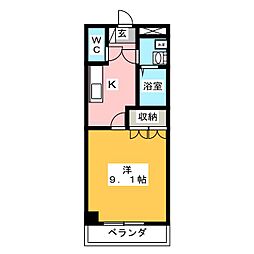 クレストール 1Kの間取図画像