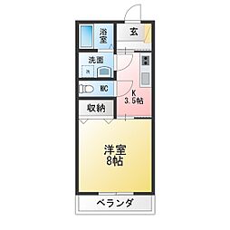 ヴェル・ドミール 1Kの間取図画像