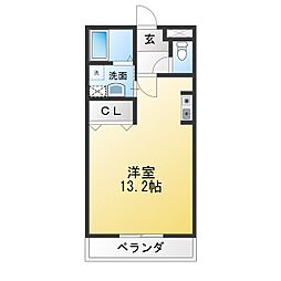 もろわざかヒルズ ワンルームの間取図画像
