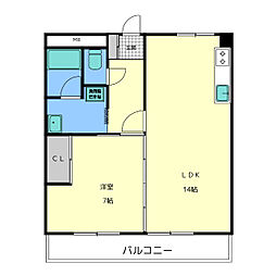 ウィズ三好ケ丘 1LDKの間取図画像