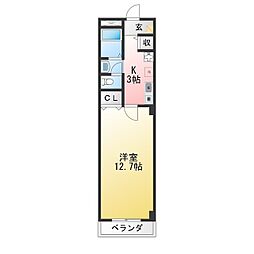 アーバンシティ三好 1Kの間取図画像