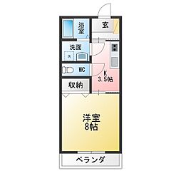 ヴェル・ドミール 1Kの間取図画像