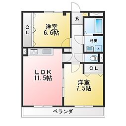リバーシンフォニー 2LDKの間取図画像