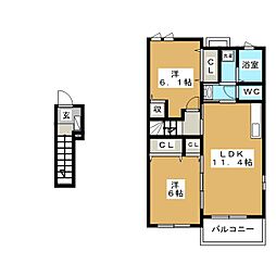 セリージェ 2LDKの間取図画像