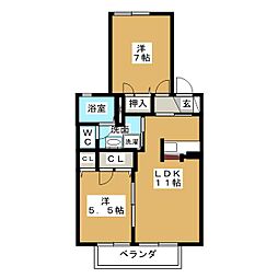 フレグランス藤塚B 2LDKの間取図画像