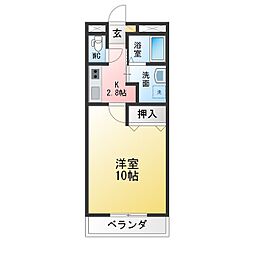 サンハイム上ケ池 1Kの間取図画像