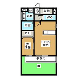 エコーハイツ南山 ワンルームの間取図画像