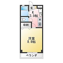 ラ.メゾンタナカC 1Kの間取図画像