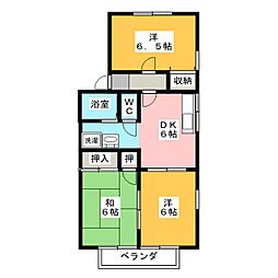 ロイヤルパレスなまずばし 2階3DKの間取り