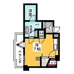ＳＫ　ＢＵＩＬＤＩＮＧ−5 5階ワンルームの間取り