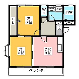 コーポ・アリス 2DKの間取図画像