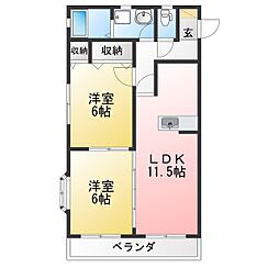 秋桜 2LDKの間取図画像