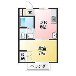 サンシャイン才勝 1DKの間取図画像