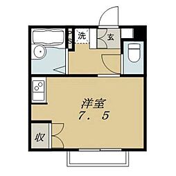 七宝六反田ハウス 1Kの間取図画像