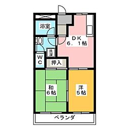 グランディール後藤2 2DKの間取図画像
