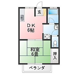 エンゼルハウス3 1DKの間取図画像