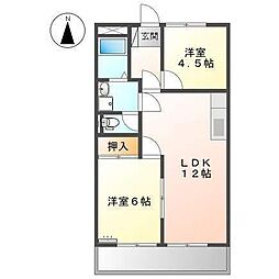 プロムナードナカヤマ2 2LDKの間取図画像