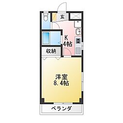 ラ・メゾンタナカE 1Kの間取図画像
