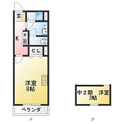 ドリームハウス 1Kの間取図画像