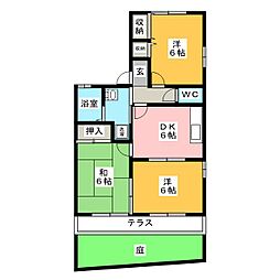 クレセール・エマーユ2 3DKの間取図画像