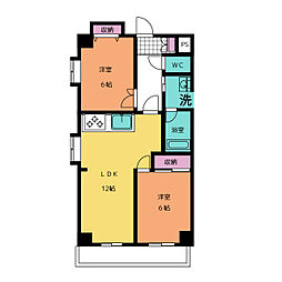 シャイン蟹江 2LDKの間取図画像