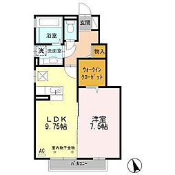 ルナピエナ 1LDKの間取図画像