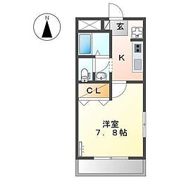 モンヴェール 1Kの間取図画像