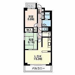 たちばなハイツ 2LDKの間取図画像